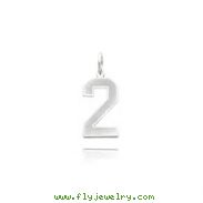 14K White Gold Small Satin Number 2 Charm
