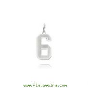 14K White Gold Small Satin Number 6 Charm