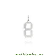 14K White Gold Small Satin Number 8 Charm