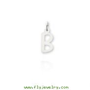 14K White Gold Small Slanted Block Initial "B" Pendant