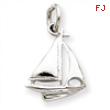 14k White Gold Solid Polished 3-Dimensional Sailboat Charm