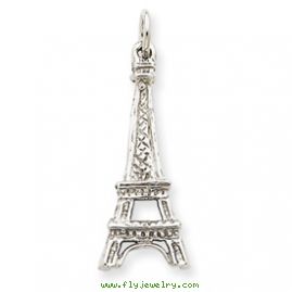 14k White Gold Solid Polished Eiffel Tower Charm