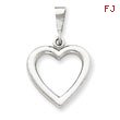 14K White Gold Solid Polished Heart Pendant