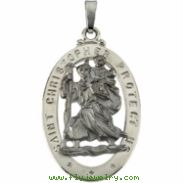 14K White Gold St. Christopher Medal