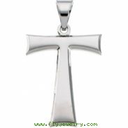 14K White Gold Tau Cross Pendant