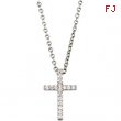 14K White Gold Tiny Diamond Cross