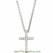 14K White Gold Tiny Diamond Cross