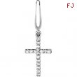 14K White Gold Tiny Diamond Cross Charm Pendant