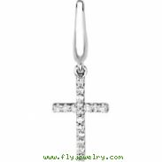 14K White Gold Tiny Diamond Cross Charm Pendant