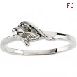 14K White Gold Unblossomed Rose Chastity Ring With Box