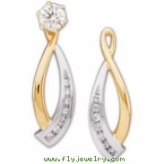 14K White Yellow Gold Pair Two Tone Diamond Earring Jacket  Diamond quality AA (I1 clarity G-I color
