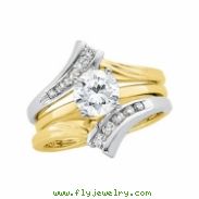 14K White Yellow Gold Two Tone Bridal Ring Guard  Diamond quality A4 (SI1 clarity G-I color)