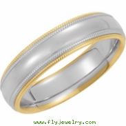 14K White Yellow Gold Two Tone Comfort Fit Band