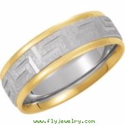 14K White Yellow Gold Two Tone Comfort Fit Design Band