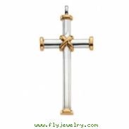 14K White Yellow Gold Two-tone Cross Pendant