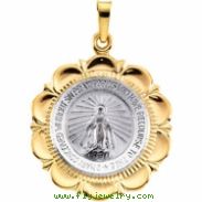 14K White Yellow Gold Two Tone Miraculous Medal