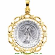 14K White Yellow Gold Two Tone Miraculous Medal