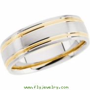 14K White Yellow Gold Two Tone Round Designer Band