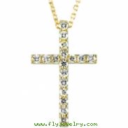 14K Yellow  Petite Diamond Cross W/pendant