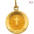14K Yellow 12.00 MM Confirmation Medal W/cross