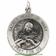 14K Yellow 12.00 MM Mary Of Sacred Heart Medal