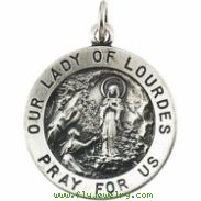 14K Yellow 12.00 MM Our Lady Of Lourdes Medal