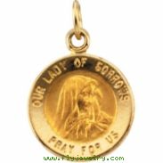 14K Yellow 12.00 MM Our Lady Of Sorrows Medal