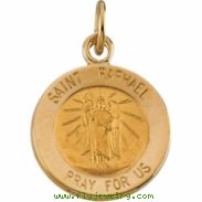 14K Yellow 12.00 MM St. Raphael Medal