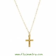 14K Yellow 13.00X09.50 MM Dia Youth Cross Necklace