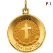 14K Yellow 15.00 MM Confirmation Medal W/cross