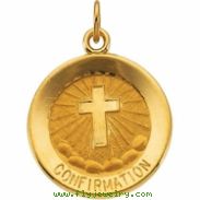 14K Yellow 15.00 MM Confirmation Medal W/cross