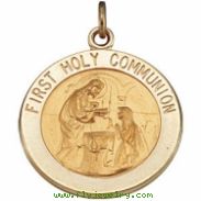 14K Yellow 15.00 MM First Communion Medal