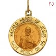 14K Yellow 15.00 MM Sacred Heart Of Jesus Medal