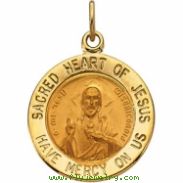 14K Yellow 15.00 MM Sacred Heart Of Jesus Medal