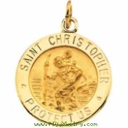 14K Yellow 15.00 MM St. Christopher Medal