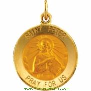 14K Yellow 15.00 MM St. Peter Medal