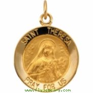 14K Yellow 15.00 MM St. Theresa Medal