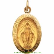 14K Yellow 15.00X10.00 MM Miraculous Medal