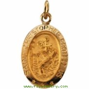 14K Yellow 15.00X11.00 MM St. Christopher Medal