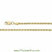 14K Yellow 16 INCH Diamond Cut Rope Chain