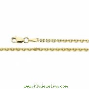 14K Yellow 18 INCH Diamond Cut Cable Chain