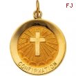 14K Yellow 18.00 MM Confirmation Medal W/cross