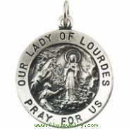 14K Yellow 18.00 MM Our Lady Of Lourdes Medal