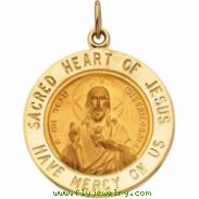 14K Yellow 18.00 MM Sacred Heart Of Jesus Medal