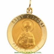 14K Yellow 18.00 MM St. Nicholas Medal