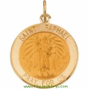 14K Yellow 18.00 MM St. Raphael Medal