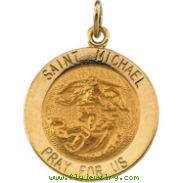 14K Yellow 18.00 MM St.michael Medal