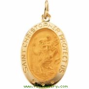 14K Yellow 19.00X14.00 MM St. Christopher Medal