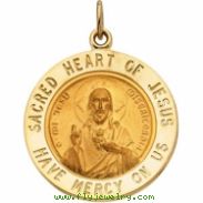 14K Yellow 22.00 MM Sacred Heart Of Jesus Medal