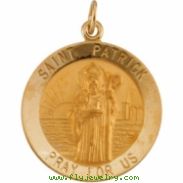 14K Yellow 22.00 MM St. Patrick Medal